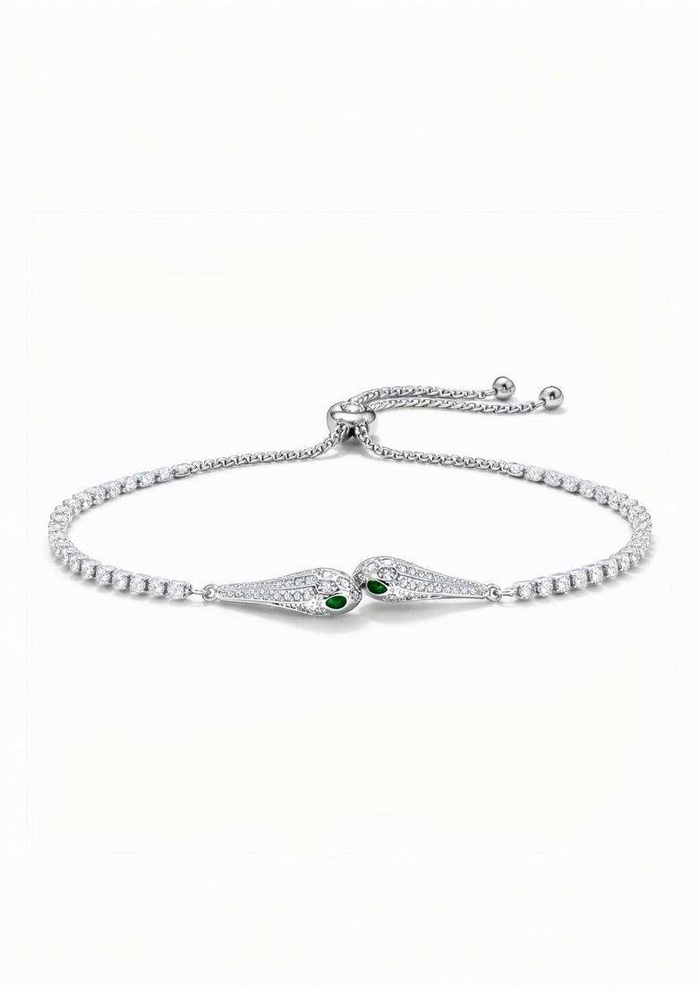 Silver-Plated American Diamond Studded Wraparound Bracelet for Women | Stylish Party & Everyday Wear | Gift for Her - Indya