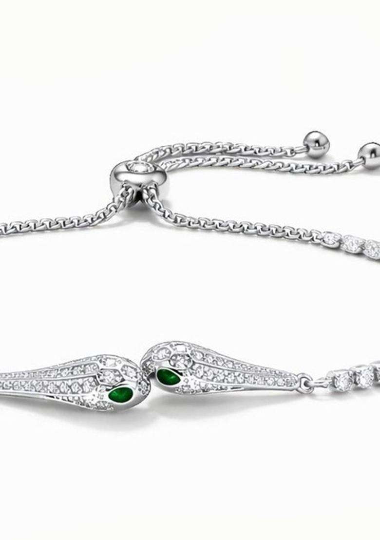 Silver-Plated American Diamond Studded Wraparound Bracelet for Women | Stylish Party & Everyday Wear | Gift for Her - Indya