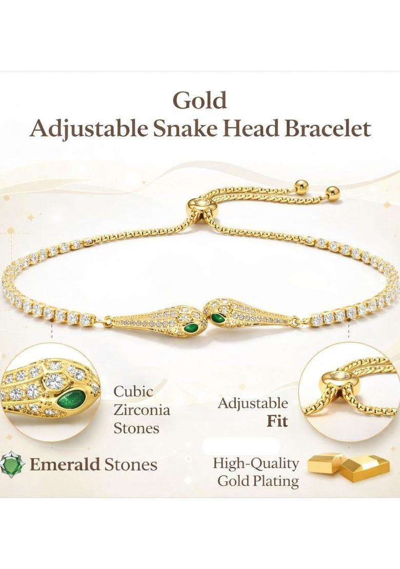 Stainless Steel Gold-Plated American Diamond Studded Link Bracelet for Women | Stylish Party & Everyday Wear | Gift for Her - Indya
