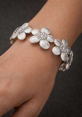 Temple Silver-Plated Cuff Bracelet for Women | Stylish Party & Everyday Wear | Gift for Her