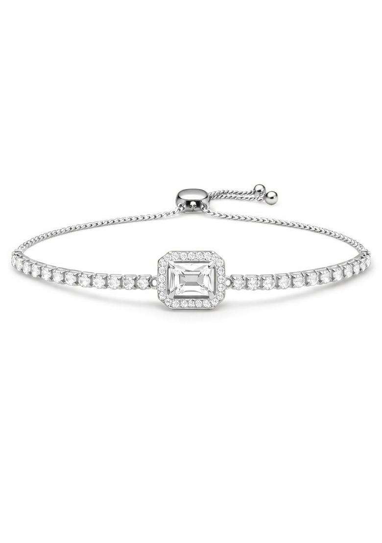 American Diamond Temple Silver-Plated Link Bracelet for Women | Stylish Party & Everyday Wear | Gift for Her - Indya