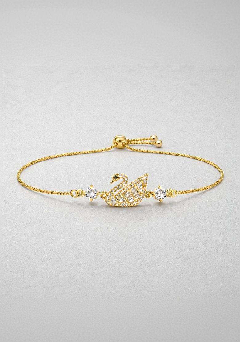 American Diamond Temple Gold-Plated Link Bracelet for Women | Stylish Party & Everyday Wear | Gift for Her - Indya