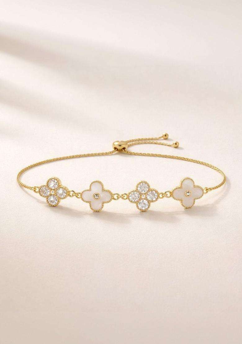 American Diamond Temple Gold-Plated Link Bracelet for Women | Fusion Party & Festive Wear | Gift for Her - Indya
