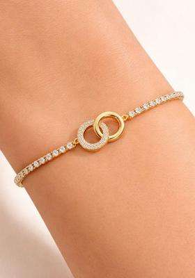 American Diamond Temple Gold-Plated Link Bracelet for Women | Stylish Party & Everyday Wear | Gift for Her