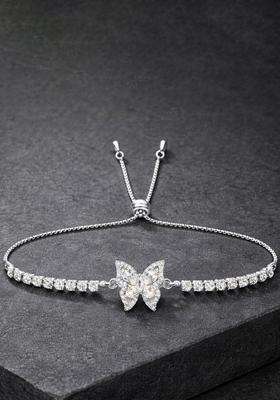 Stainless Steel Anti Tarnish American Diamond Temple Silver-Plated Link Bracelet for Women | Stylish Party & Everyday Wear | Gift for Her