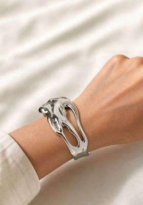 Temple Silver-Plated Cuff Bracelet for Women | Stylish Party & Everyday Wear | Gift for Her