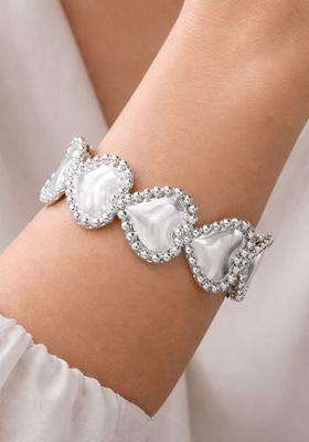 Temple Silver-Plated Cuff Bracelet for Women | Stylish Party & Everyday Wear | Gift for Her