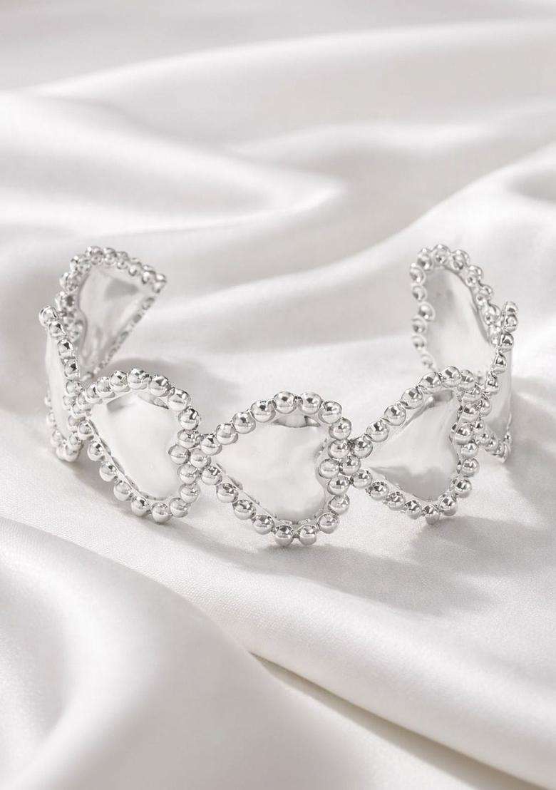 Temple Silver-Plated Cuff Bracelet for Women | Stylish Party & Everyday Wear | Gift for Her - Indya