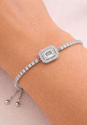 American Diamond Temple Silver-Plated Link Bracelet for Women | Stylish Party & Everyday Wear | Gift for Her