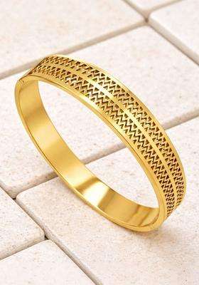 Stainless Steel Gold-Plated Anti Tarnish Bangle-Style Bracelet for Women | Stylish Party & Everyday Wear | Gift for Her