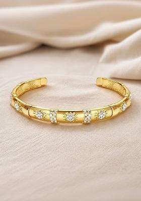 American Diamond Temple Gold-Plated Cuff Bracelet for Women | Fusion Party & Festive Wear | Gift for Her