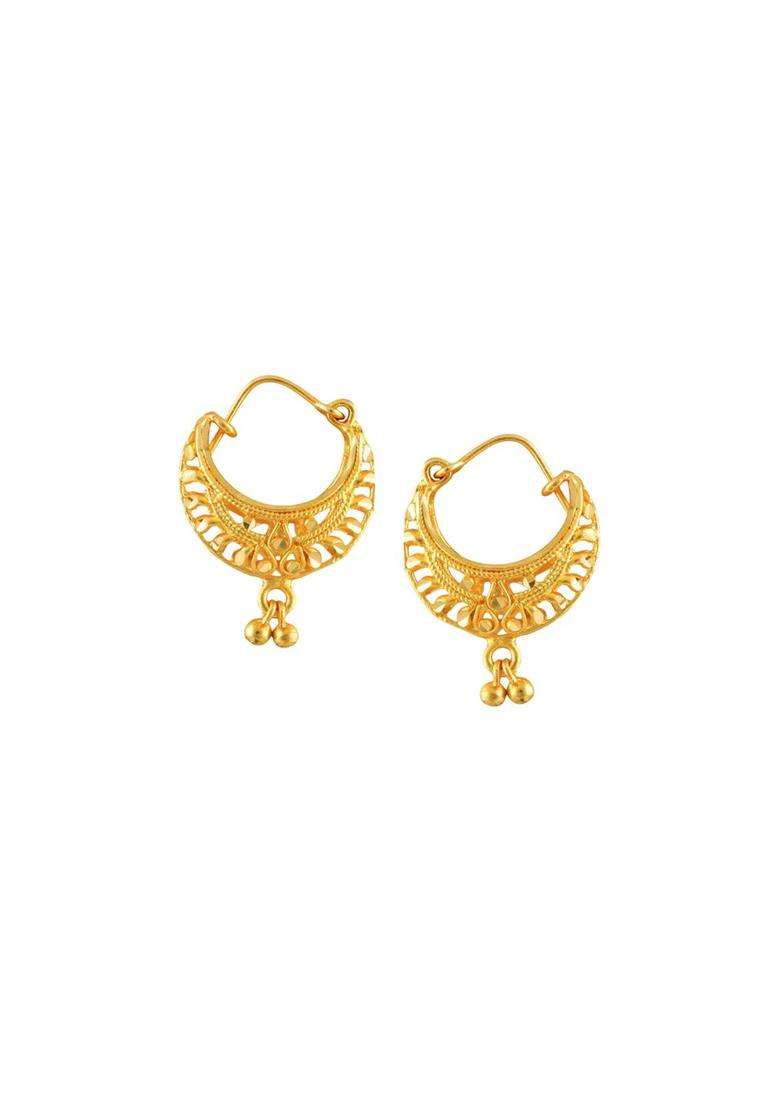 18k Gold-Plated Artificial Beaded Contemporary Temple Hoop Earrings for Women | Traditional Temple Jewellery for Wedding & Festive Wear | Gift for Her - Indya