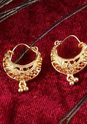 Gold-Plated Circular Shaped Hoops for Women | Traditional Temple Jewellery for Wedding & Festive Wear | Gift for Her
