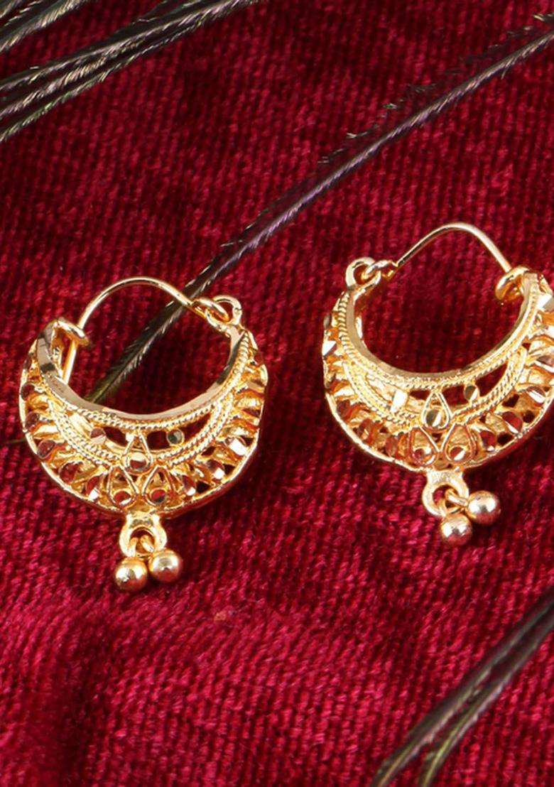 Gold-Plated Circular Shaped Hoops for Women | Traditional Temple Jewellery for Wedding & Festive Wear | Gift for Her - Indya