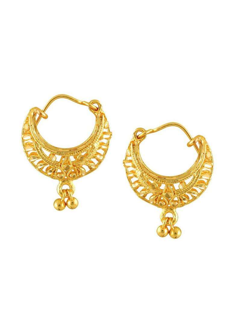 Gold-Plated Circular Shaped Hoops for Women | Traditional Temple Jewellery for Wedding & Festive Wear | Gift for Her - Indya