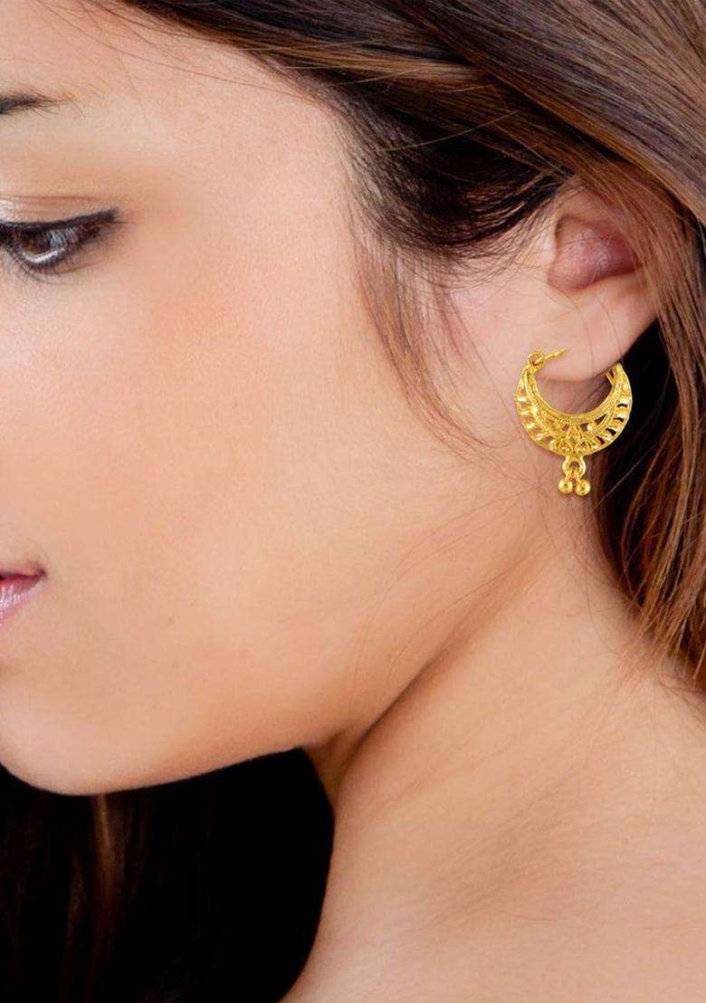 Gold-Plated Circular Shaped Hoops for Women | Traditional Temple Jewellery for Wedding & Festive Wear | Gift for Her - Indya