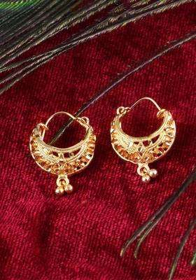 Set of 2 Gold-Plated Circular Hoop Earrings for Women | Traditional Temple Jewellery for Wedding & Festive Wear | Gift for Her
