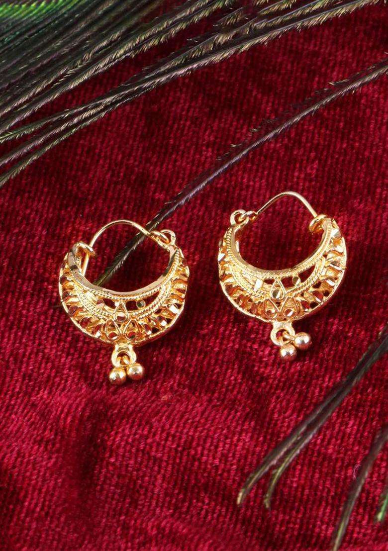 Set of 2 Gold-Plated Circular Hoop Earrings for Women | Traditional Temple Jewellery for Wedding & Festive Wear | Gift for Her - Indya