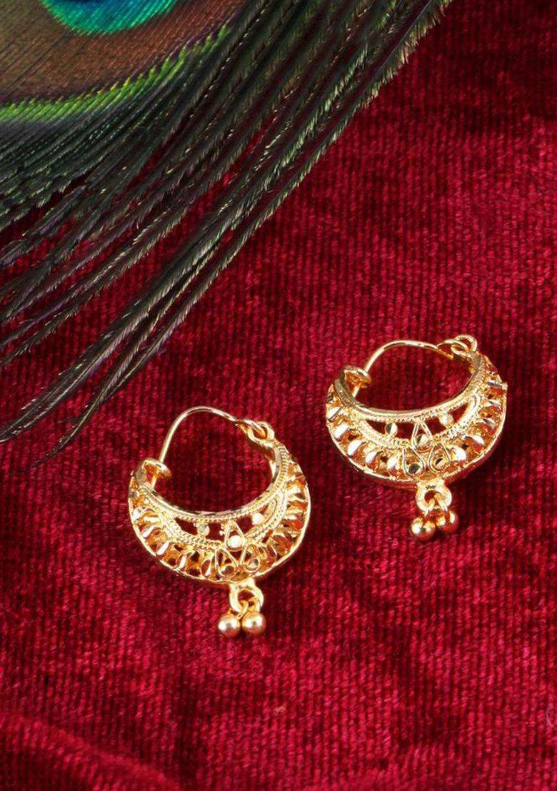 Set of 2 Gold-Plated Circular Hoop Earrings for Women | Traditional Temple Jewellery for Wedding & Festive Wear | Gift for Her - Indya
