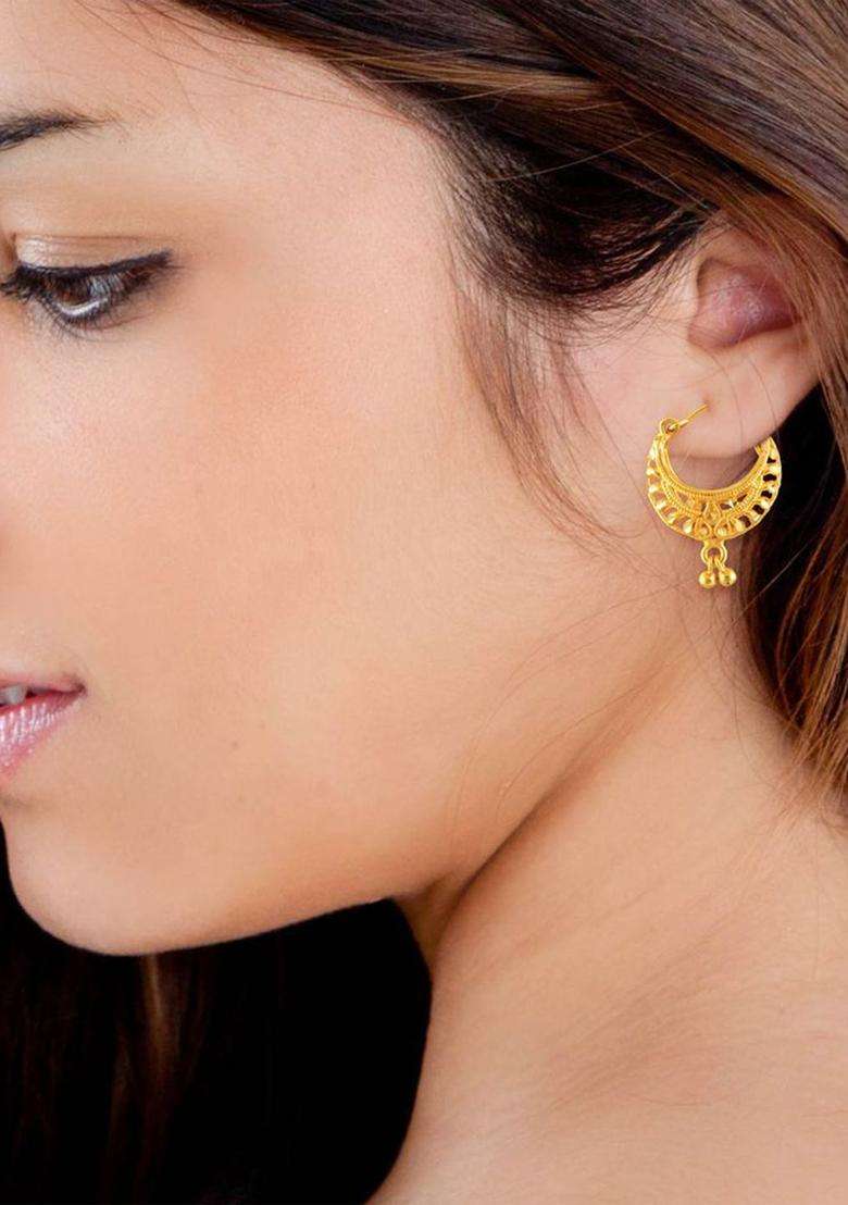 Set of 2 Gold-Plated Circular Hoop Earrings for Women | Traditional Temple Jewellery for Wedding & Festive Wear | Gift for Her - Indya