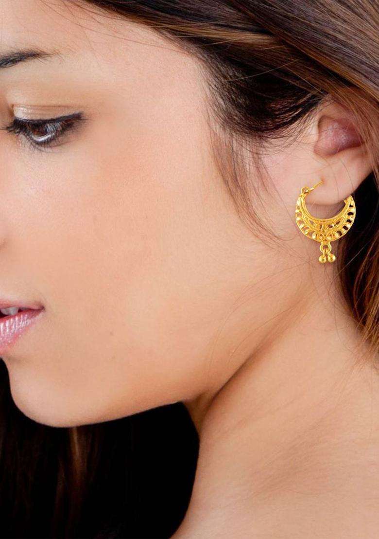 Set of 2 Gold-Plated Circular Hoop Earrings for Women | Traditional Temple Jewellery for Wedding & Festive Wear | Gift for Her - Indya
