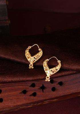 Set of 2 Gold-Plated Circular Stone Studded Hoop Earrings for Women | Traditional Temple Jewellery for Wedding & Festive Wear | Gift for Her