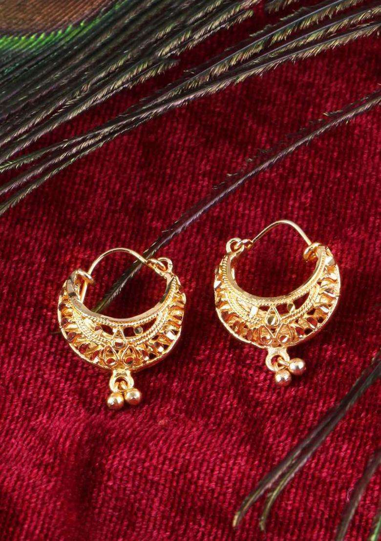 Gold-Plated Circular Hoop Earrings for Women | Traditional Temple Jewellery for Wedding & Festive Wear | Gift for Her - Indya
