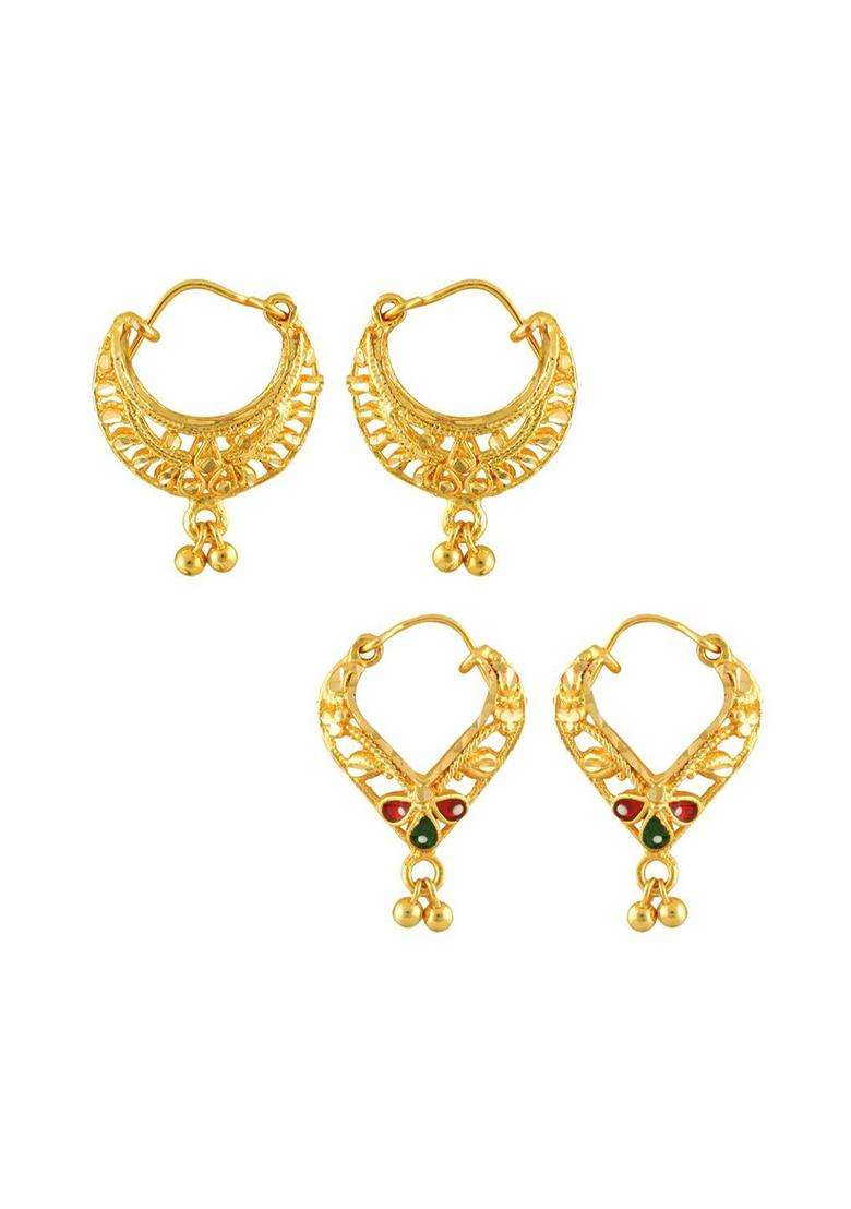Gold-Plated Circular Hoop Earrings for Women | Traditional Temple Jewellery for Wedding & Festive Wear | Gift for Her - Indya
