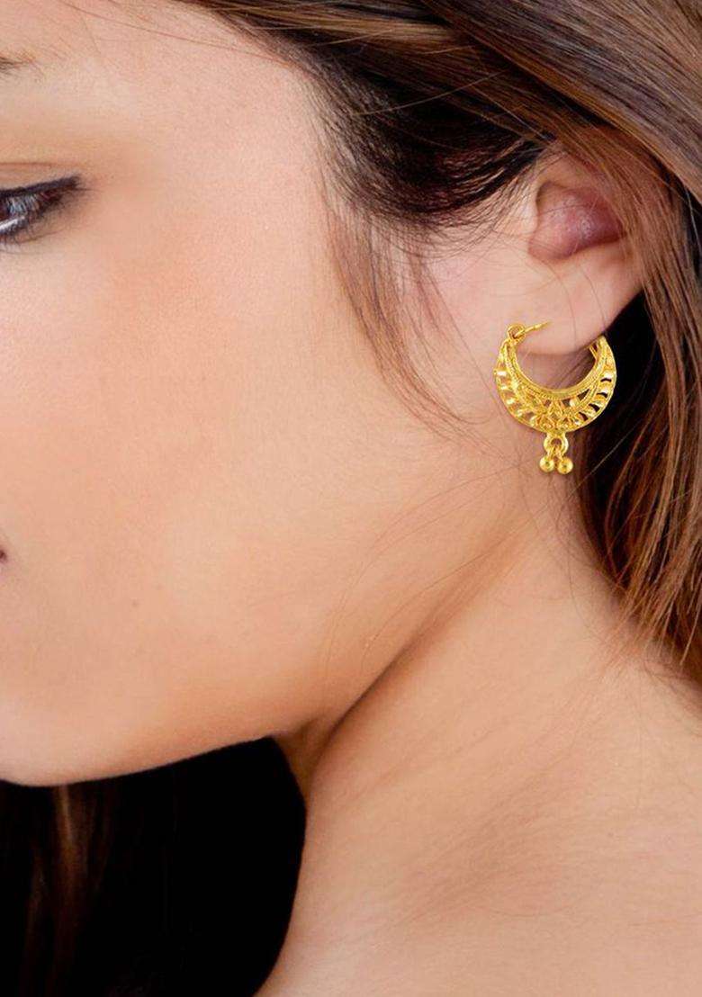 Gold-Plated Circular Hoop Earrings for Women | Traditional Temple Jewellery for Wedding & Festive Wear | Gift for Her - Indya