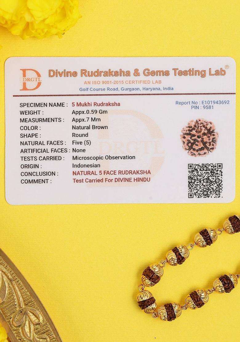 Brass Gold-Plated 54 Beads Rudraksha Mala for Men & Women | Traditional Temple Jewellery for Wedding & Festive Wear | Festive Gift - Indya