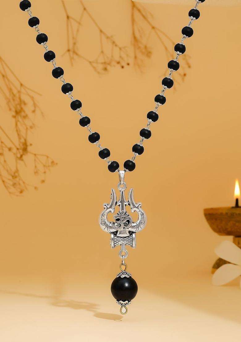 Brass Silver-Plated Temple Necklace for Men & Women | Traditional Temple Jewellery for Wedding & Festive Wear | Festive Gift - Indya
