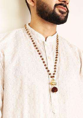Gold-Plated Shiva Damroo Trishool Rudraksha Beaded Necklace for Men & Women | Traditional Temple Jewellery for Wedding & Festive Wear | Festive Gift
