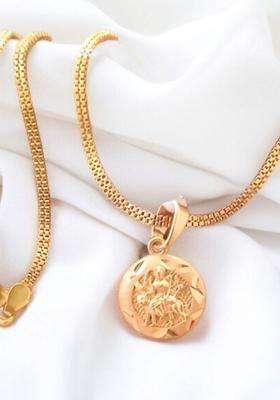 Gold-Plated Circular Pendants with Chains for Men & Women | Traditional Temple Jewellery for Wedding & Festive Wear | Festive Gift