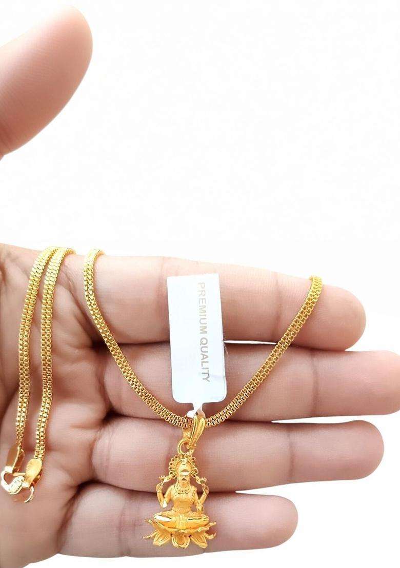 Gold-Plated Floral Pendants with Chains for Men & Women | Traditional Temple Jewellery for Wedding & Festive Wear | Festive Gift - Indya