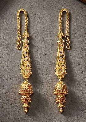 Gold-Plated Geometric Jhumkas Earrings for Women | Traditional Temple Jewellery for Wedding & Festive Wear | Gift for Her