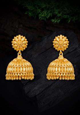 Gold-Plated Floral Jhumkas Earrings for Women | Traditional Temple Jewellery for Wedding & Festive Wear | Gift for Her