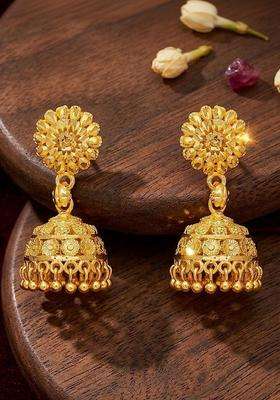 Gold-Plated Floral Jhumkas Earrings for Women | Traditional Temple Jewellery for Wedding & Festive Wear | Gift for Her