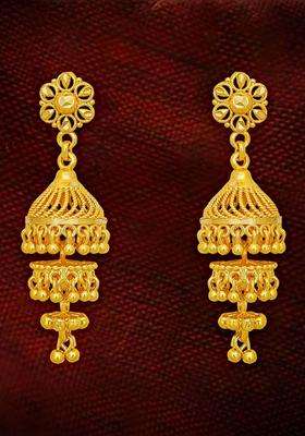 Gold-Plated Floral Jhumkas Earrings for Women | Traditional Temple Jewellery for Wedding & Festive Wear | Gift for Her