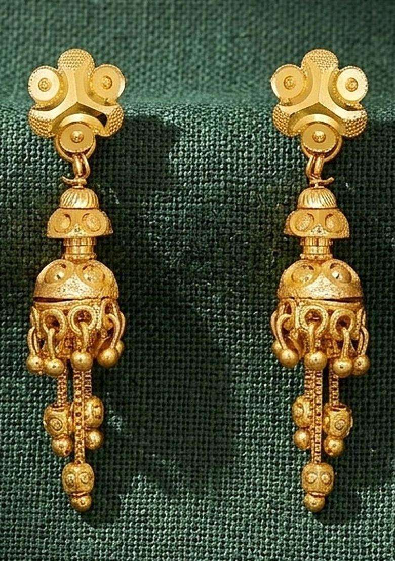 Gold-Plated Floral Jhumkas Earrings for Women | Traditional Temple Jewellery for Wedding & Festive Wear | Gift for Her - Indya