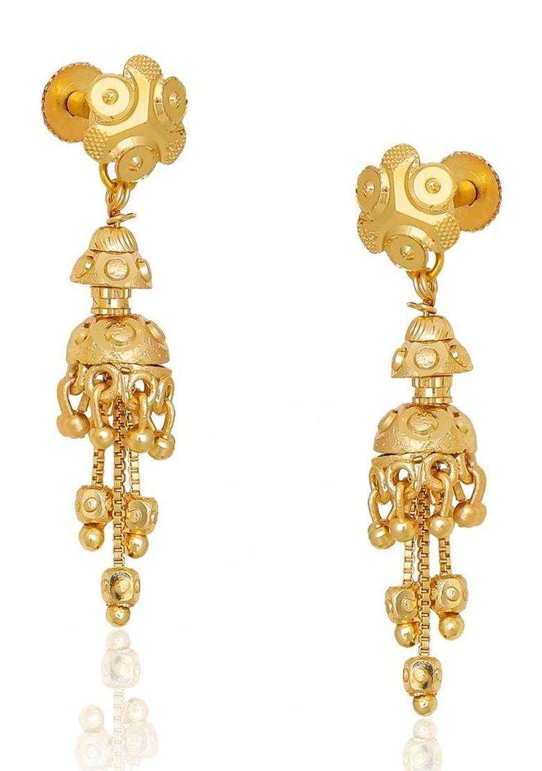 Gold-Plated Floral Jhumkas Earrings for Women | Traditional Temple Jewellery for Wedding & Festive Wear | Gift for Her - Indya