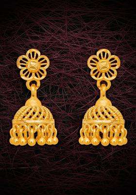 Gold-Plated Floral Jhumkas Earrings for Women | Traditional Temple Jewellery for Wedding & Festive Wear | Gift for Her