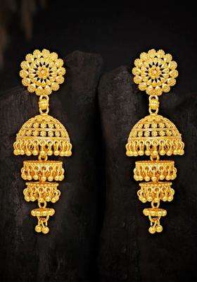 Gold-Plated Floral Jhumkas Earrings for Women | Traditional Temple Jewellery for Wedding & Festive Wear | Gift for Her
