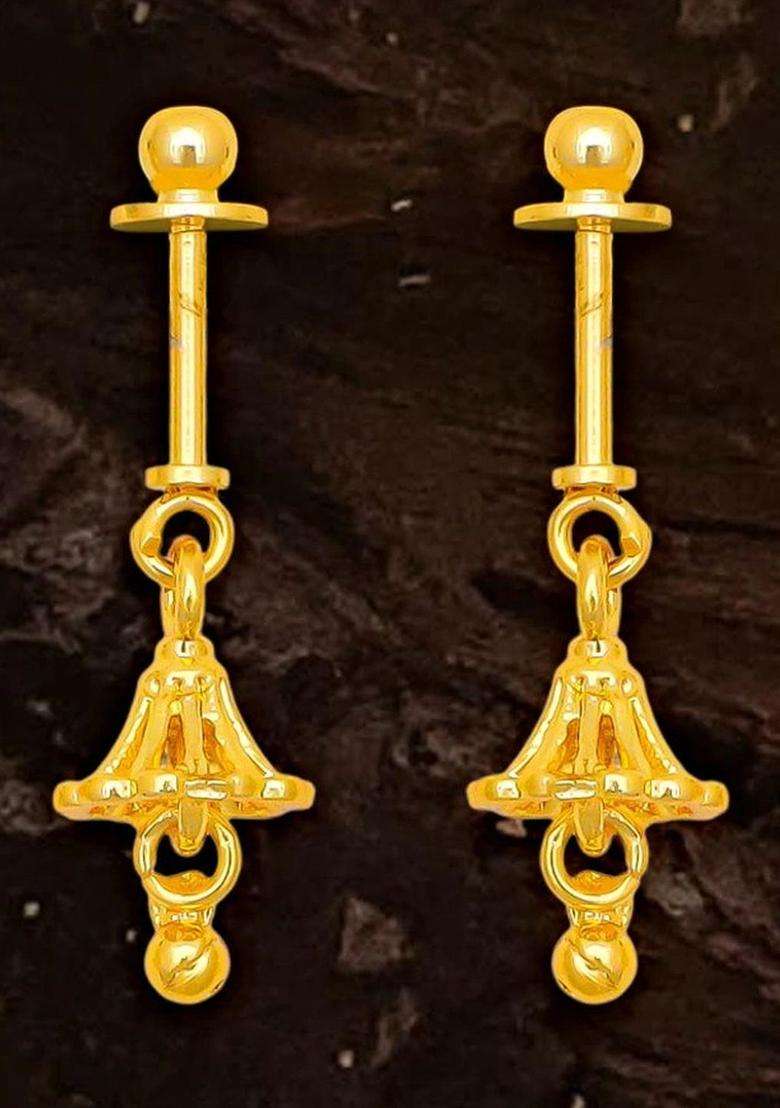 Gold-Plated Geometric Drop Earrings for Women | Traditional Temple Jewellery for Wedding & Festive Wear | Gift for Her - Indya