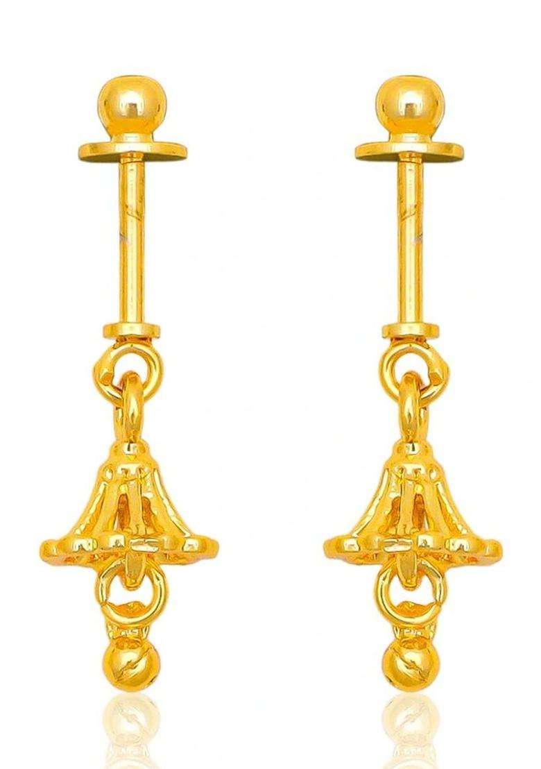 Gold-Plated Geometric Drop Earrings for Women | Traditional Temple Jewellery for Wedding & Festive Wear | Gift for Her - Indya