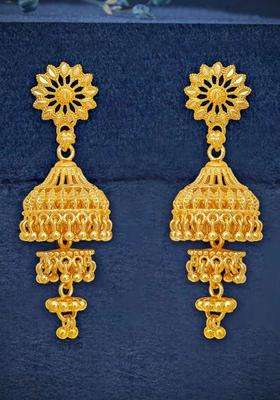 Gold-Plated Circular Jhumkas Earrings for Women | Traditional Temple Jewellery for Wedding & Festive Wear | Gift for Her