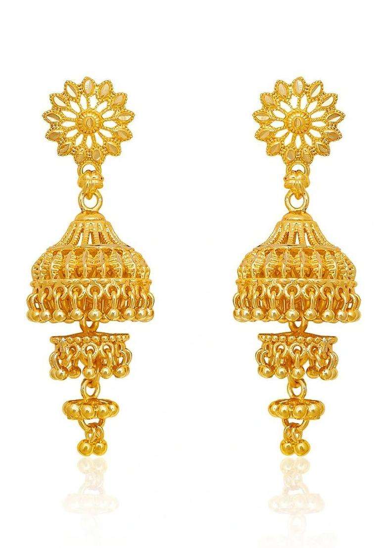 Gold-Plated Circular Jhumkas Earrings for Women | Traditional Temple Jewellery for Wedding & Festive Wear | Gift for Her - Indya