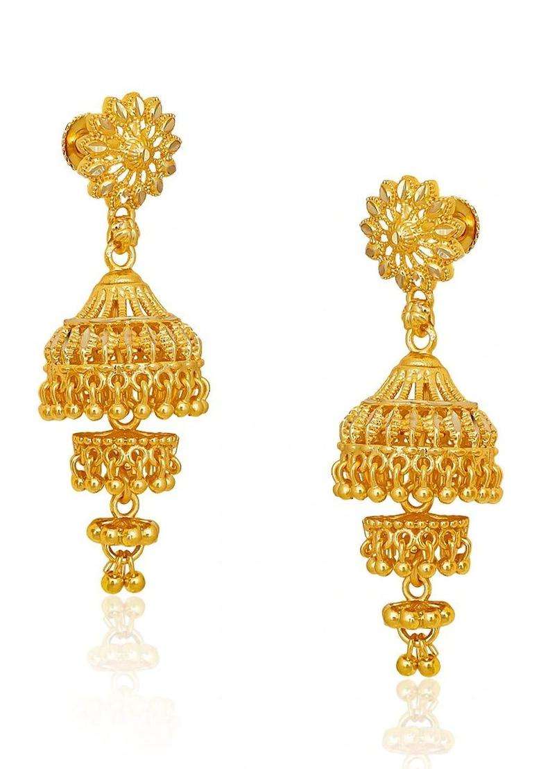 Gold-Plated Circular Jhumkas Earrings for Women | Traditional Temple Jewellery for Wedding & Festive Wear | Gift for Her - Indya