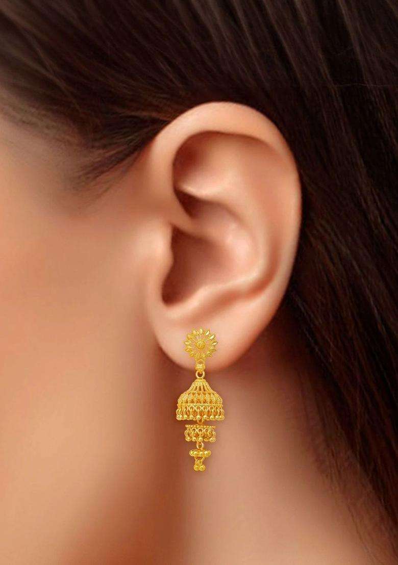 Gold-Plated Circular Jhumkas Earrings for Women | Traditional Temple Jewellery for Wedding & Festive Wear | Gift for Her - Indya