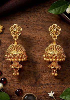 Gold-Plated Circular Jhumkas Earrings for Women | Traditional Temple Jewellery for Wedding & Festive Wear | Gift for Her