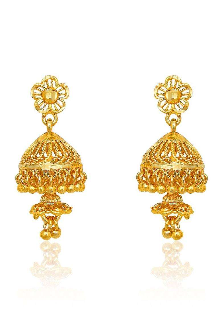 Gold-Plated Circular Jhumkas Earrings for Women | Traditional Temple Jewellery for Wedding & Festive Wear | Gift for Her - Indya